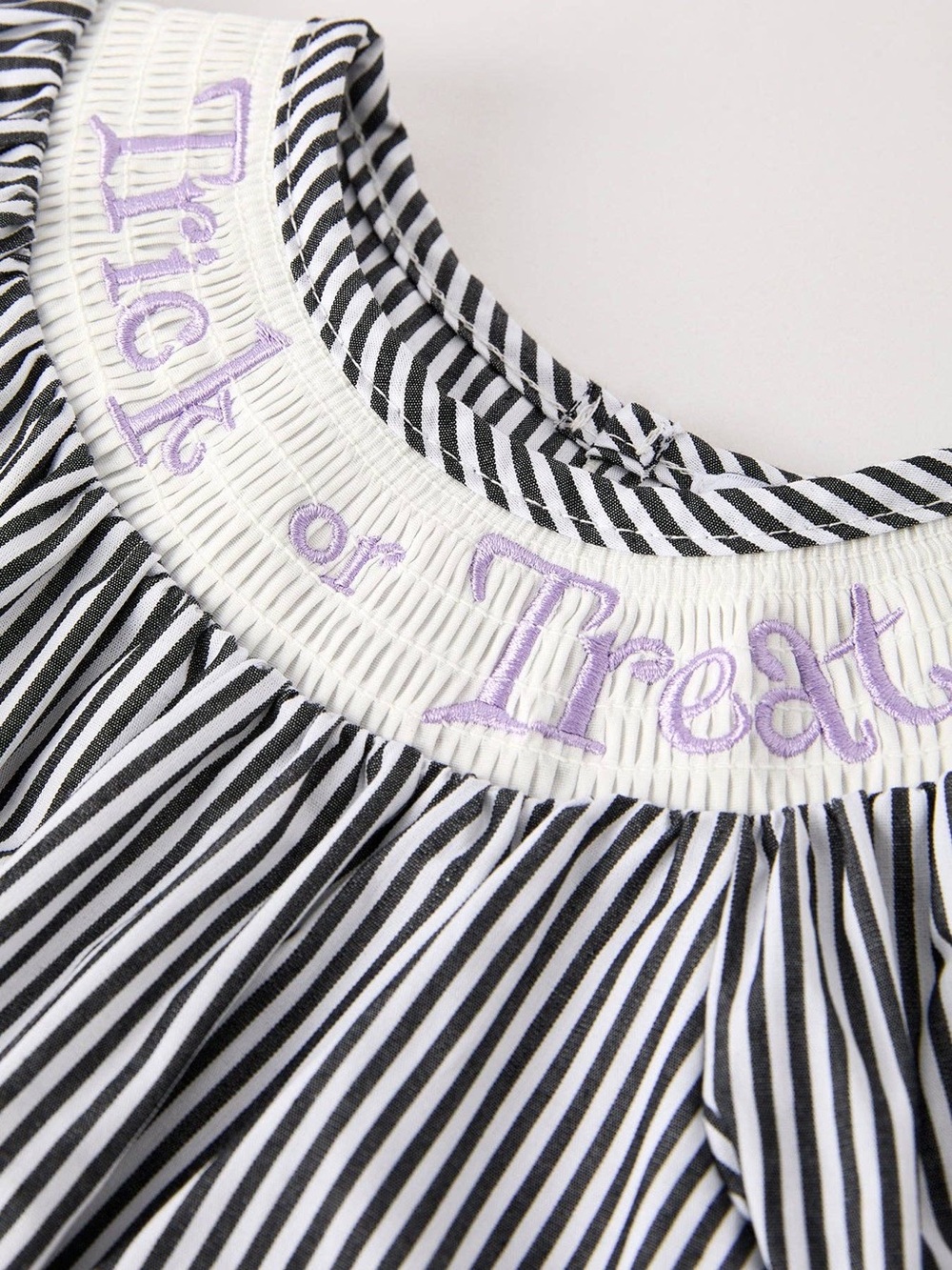 Rylee Faith Designs Smocked Halloween Striped Bubble Romper 3 12 18 months - Picture 3 of 5